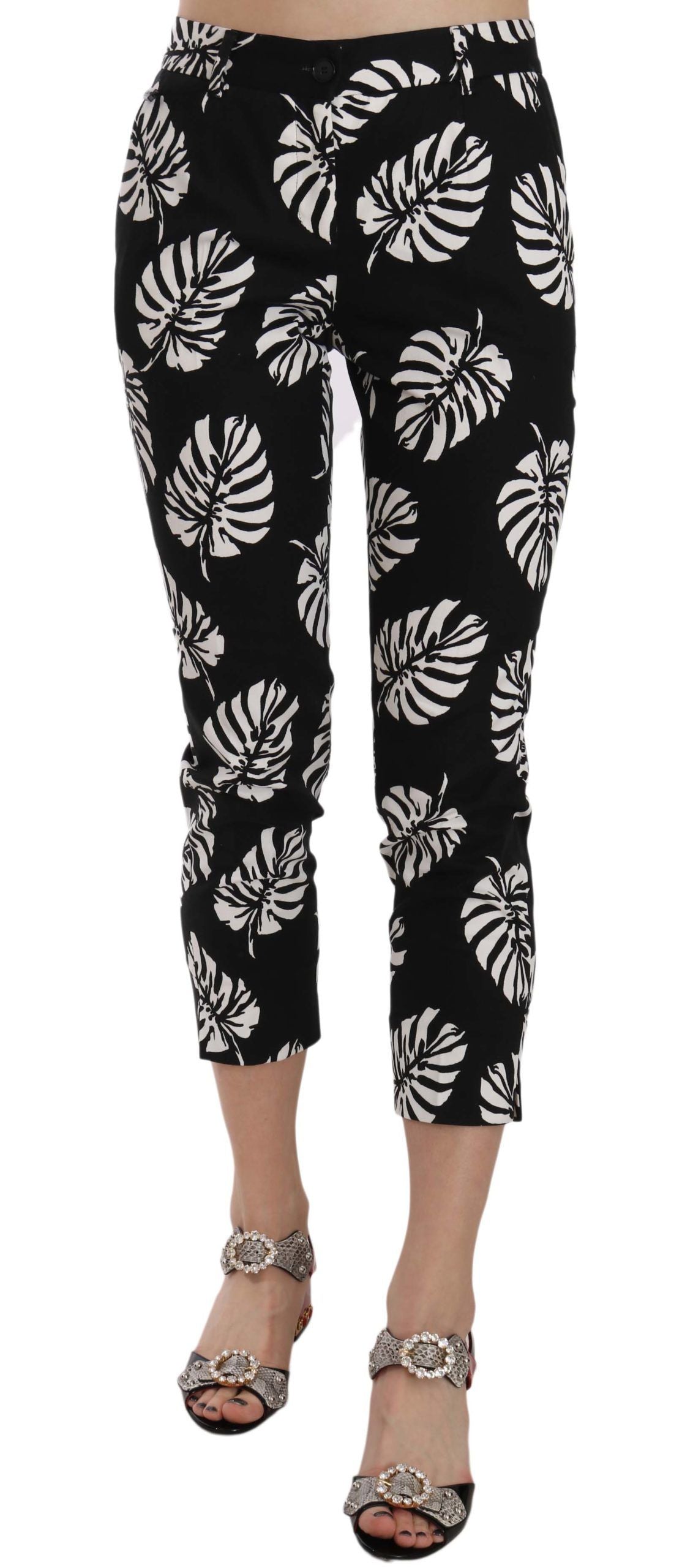 Dolce & Gabbana Elegant Skinny Capri With Palm Print