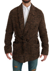 Dolce & Gabbana Elegant Brown Alpaca Blend Belted Cape Jacket