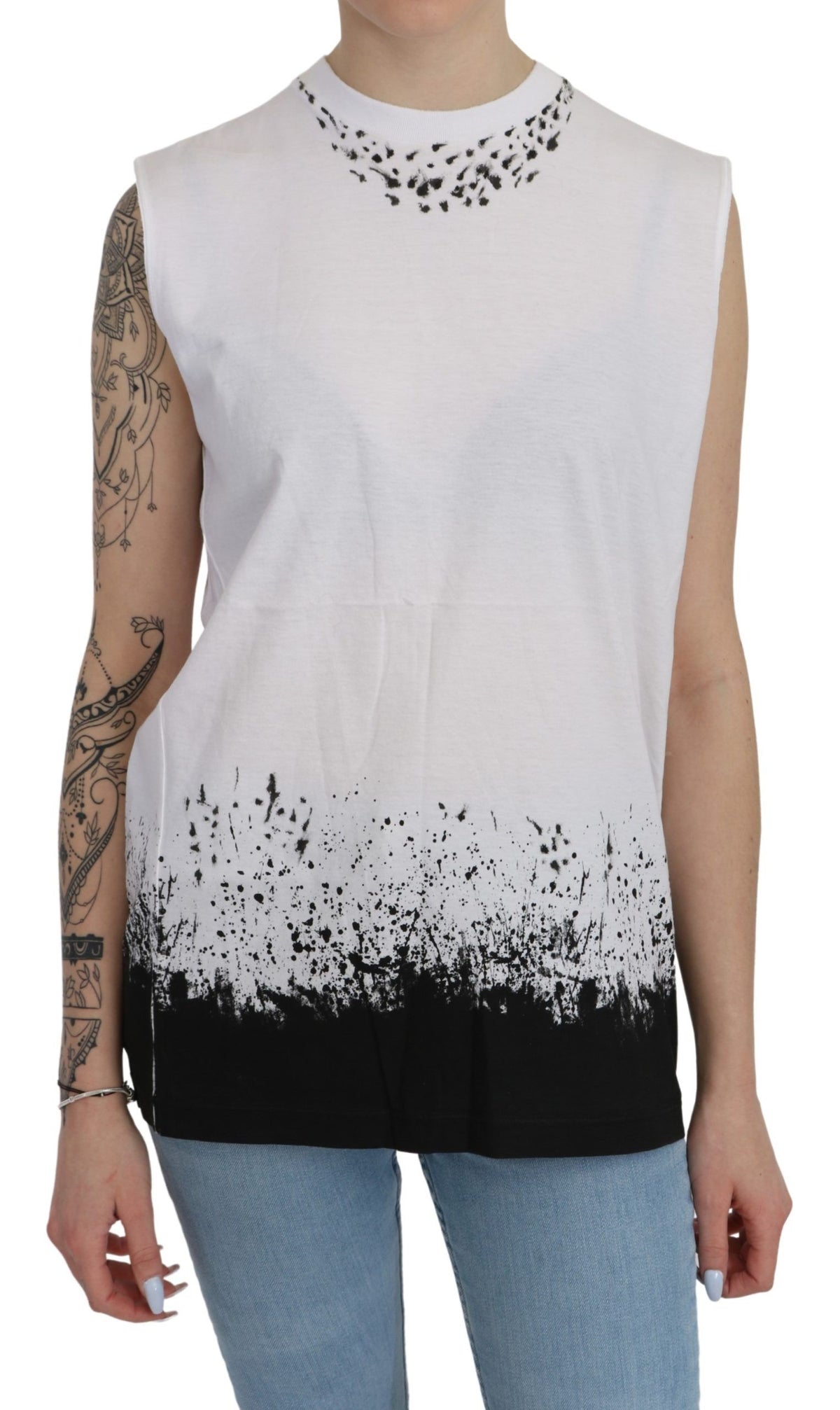 Dsquared² Chic Sleeveless Cotton Crew Neck Top