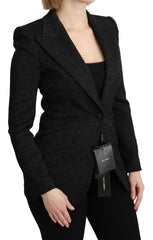 Dolce & Gabbana Elegant Black Brocade Single Breasted Blazer