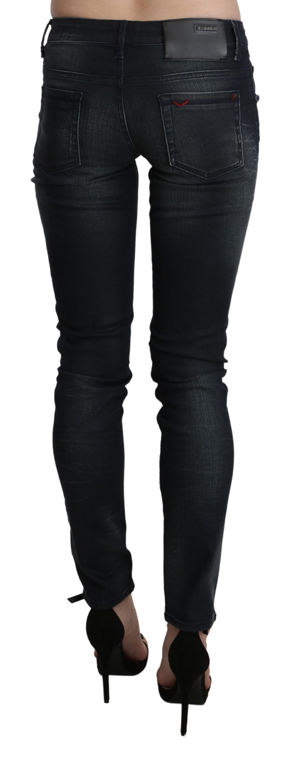 Acht Elegant Low Waist Skinny Black Jeans