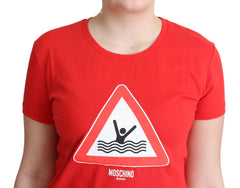 Moschino Chic Red Graphic Cotton Tee