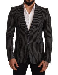 Dolce & Gabbana Elegant Black Striped Virgin Wool Blazer