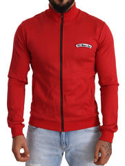 Dolce & Gabbana Elegant Red Full Zip Sweater with DG Motor Club Motif