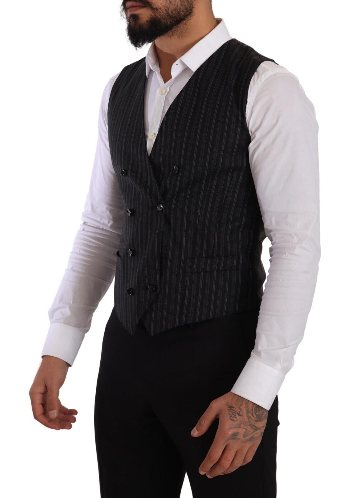 Dolce & Gabbana Elegant Striped Double-Breasted Dress Vest