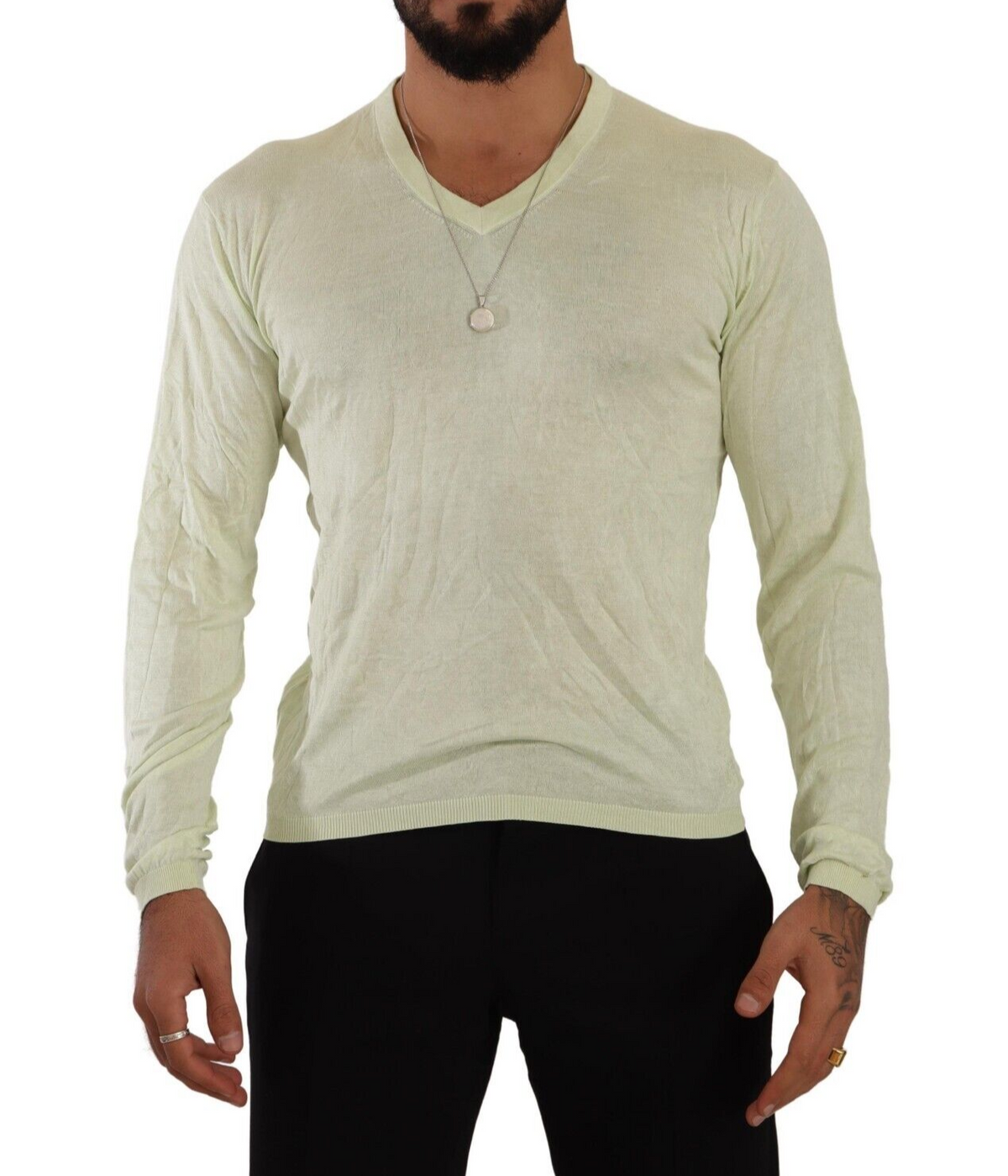 Domenico Tagliente Elegant Silk V-Neck Pullover Sweater