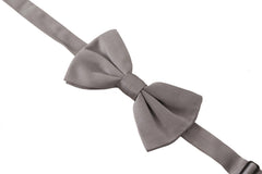 Dolce & Gabbana Elegant Gray Silk Bow Tie