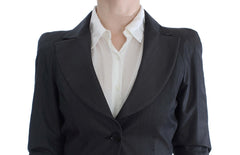 Exte Chic Gray Cotton Blend Pantsuit Ensemble