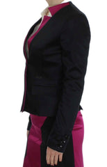 Exte Chic Black and Pink Single-Breasted Blazer