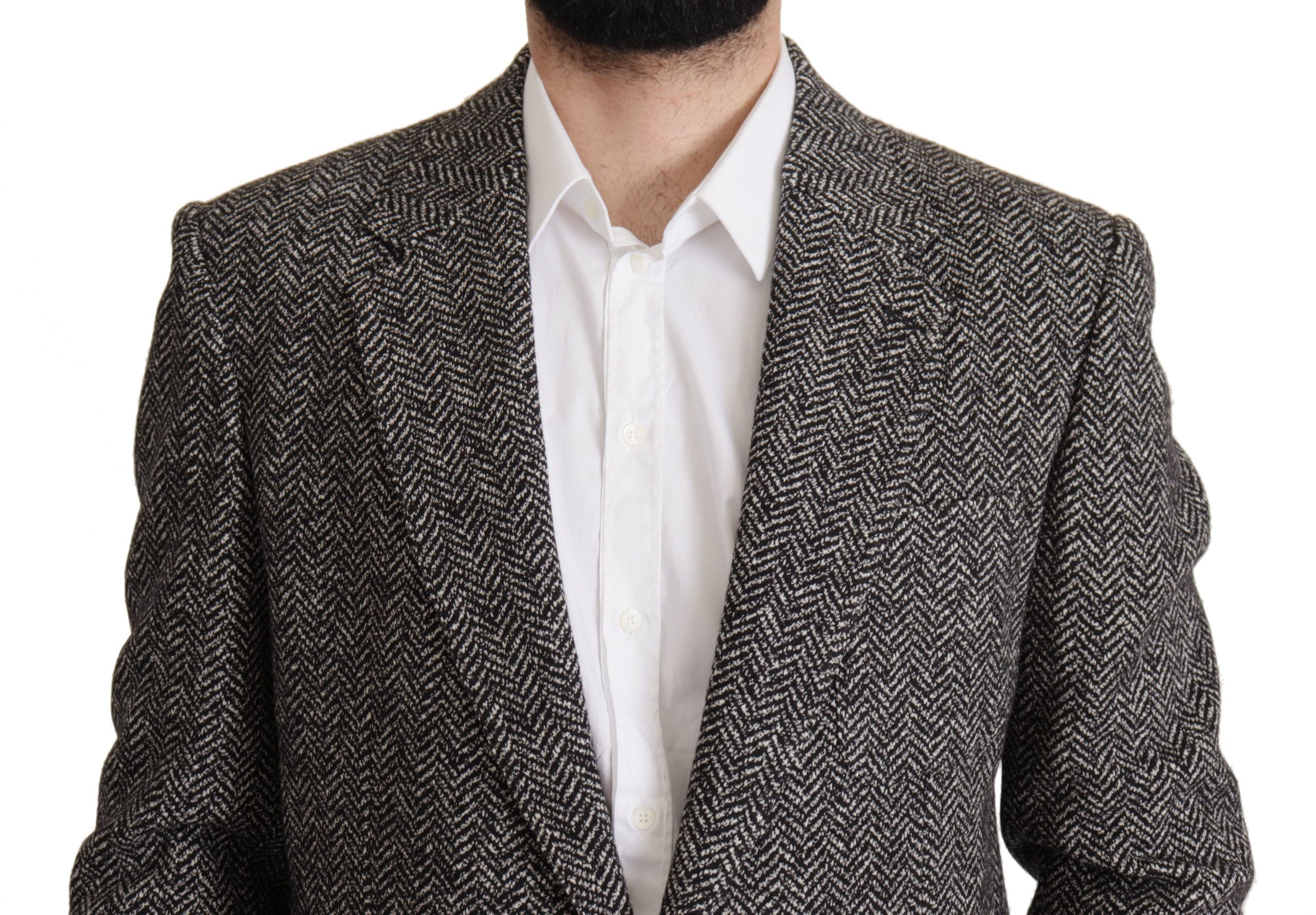 Dolce & Gabbana Exquisite Gray Herringbone Blazer Jacket