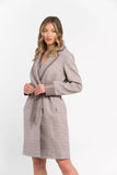 Trussardi Chic Beige Cotton Kimono Coat with Contrasting Accents