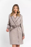 Trussardi Chic Beige Cotton Kimono Coat with Contrasting Accents