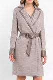 Trussardi Chic Beige Cotton Kimono Coat with Contrasting Accents