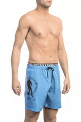 Bikkembergs Light Blue Polyester Men Swim Short