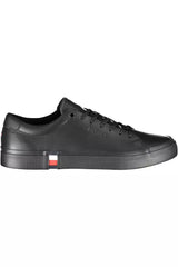 Tommy Hilfiger Black Leather Men Sneaker