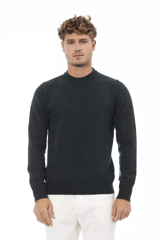 Alpha Studio Green Wool Men Sweater