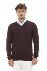 Alpha Studio Brown Merino Wool Men Sweater