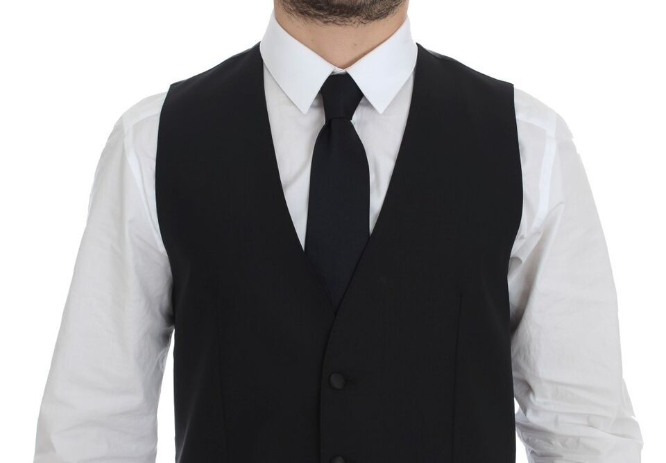 Dolce & Gabbana Elegant Black Wool Silk Dress Vest