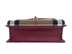 Burberry Macken Small Crimson House Check Leather Crossbody Bag