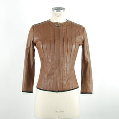 Emilio Romanelli Brown Leather Women Jacket