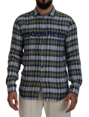 Dsquared² Multicolor Checkered Casual Men Long Sleeves Shirt