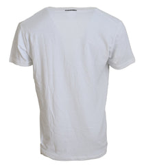 Dsquared² White Cotton Linen Short Sleeves V-neck T-shirt