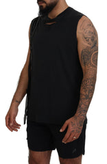 Dsquared² Black Chain Embellished Sleeveless Men Tank T-shirt