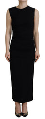 Dsquared² Black Viscose Sleeveless Ruched Maxi Dress