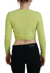 Dsquared² Yellow Green Cashmere Long Sleeves Cropped Sweater