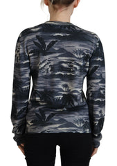 Dsquared² Black Long Sleeve Thunder Sky Print Casual Sweater