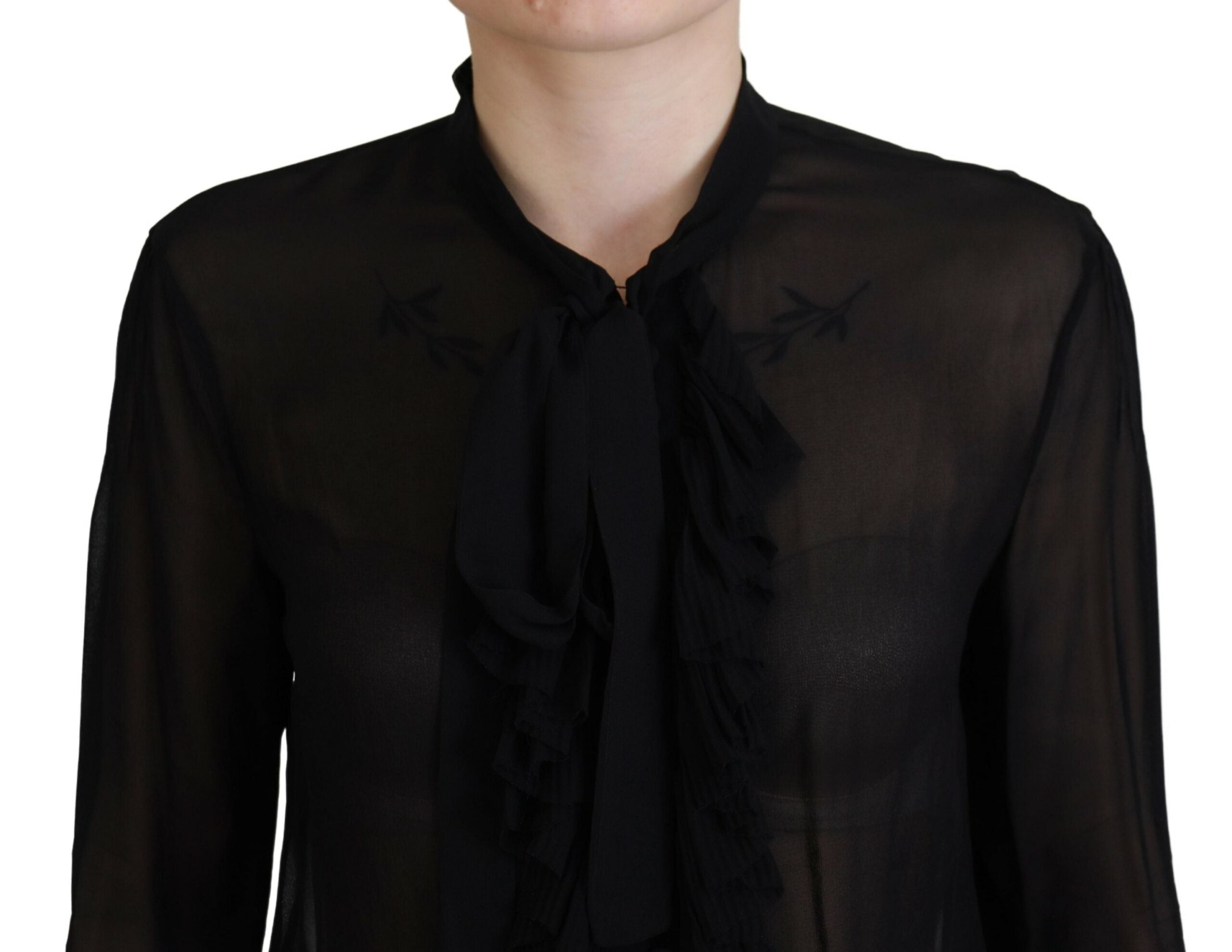 Dsquared² Black Viscose Long Sleeves See Through Blouse Top