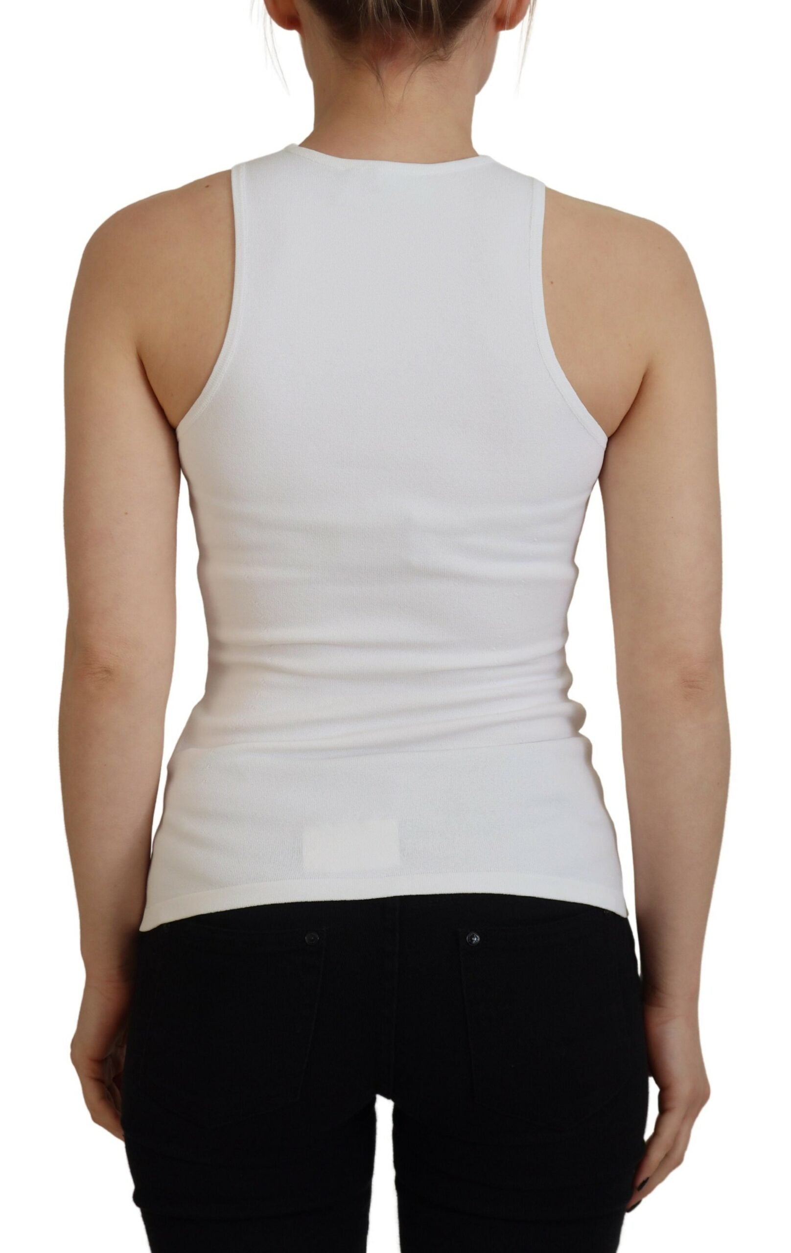 Dsquared² White Viscose Sleeveless Round Neck Tank T-shirt