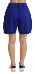 Dsquared² Blue Logo Cotton High Waist Sweatshorts Shorts