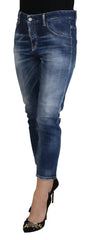 Dsquared² Blue Cotton Mid Waist Cropped Denim Jeans Cool Girl