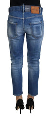 Dsquared² Blue Cotton Low Waist Cropped Cool Girl Denim Jeans