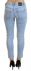 Dsquared² Blue Tattered Mid Waist Cropped Twiggy Denim Jeans