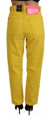 Dsquared² Yellow Cotton High Waist Straight Denim Boston Jeans