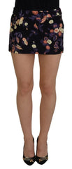 Dsquared² Black Floral Embroidery Mid Waist A-line Mini Skirt