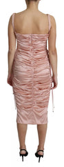 Dolce & Gabbana Pink Spaghetti Strap Bodycon Midi Dress