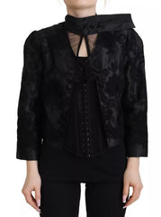 Dolce & Gabbana Black Lace Sheer Corset Organza Silk Jacket