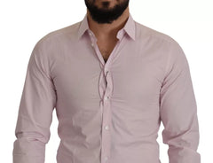 Dolce & Gabbana Light Pink Cotton Dress Formal Men GOLD Shirt