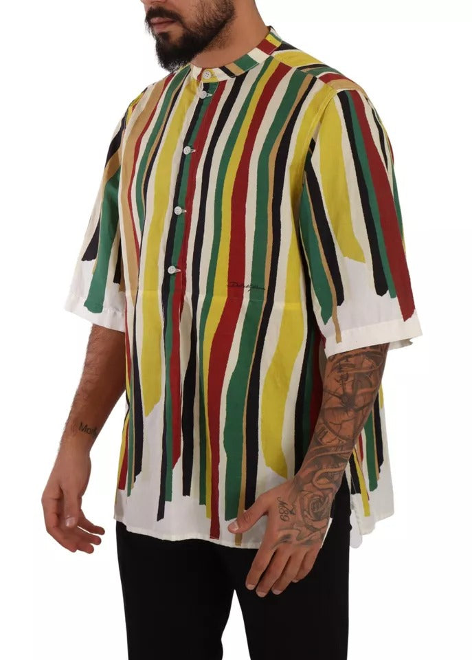 Dolce & Gabbana Multicolor Striped Linen Cotton Shirt