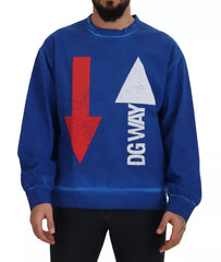 Dolce & Gabbana Blue DGWAY Cotton Crewneck Pullover Sweater