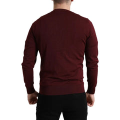 Dolce & Gabbana Bordeaux Wool Knit Crew Neck Pullover Sweater