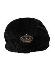 Dolce & Gabbana Black Crown Cotton Newsboy Hat Men