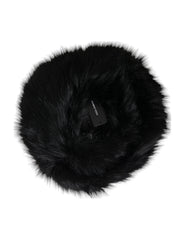 Dolce & Gabbana Black Faux Fur Womens Bucket Hat