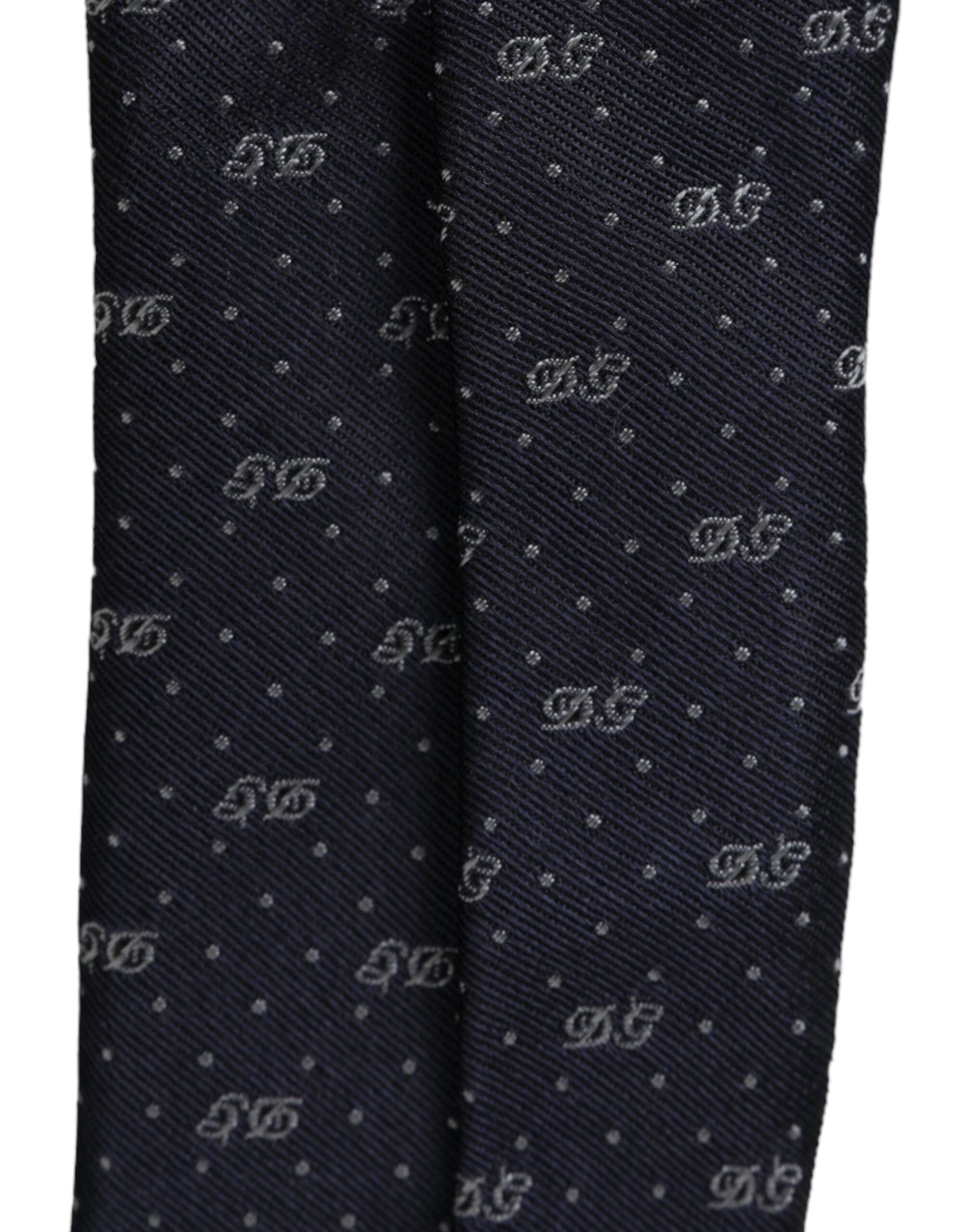 Dolce & Gabbana Blue DG Logo 100% Silk Adjustable Tie