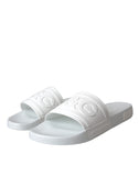 Dolce & Gabbana White Rubber Slides Sandals Beachwear Shoes