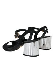 Dolce & Gabbana Black Crystal Ankle Strap Keira Sandal Shoes