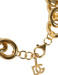 Dolce & Gabbana Gold Tone Brass Maxi Chain Lobster Clasp Logo Bracelet